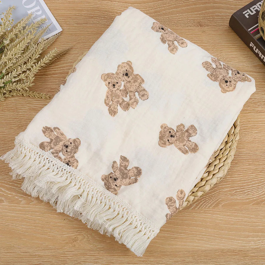 Peekaboo Bear Muslin Cotton Blanket