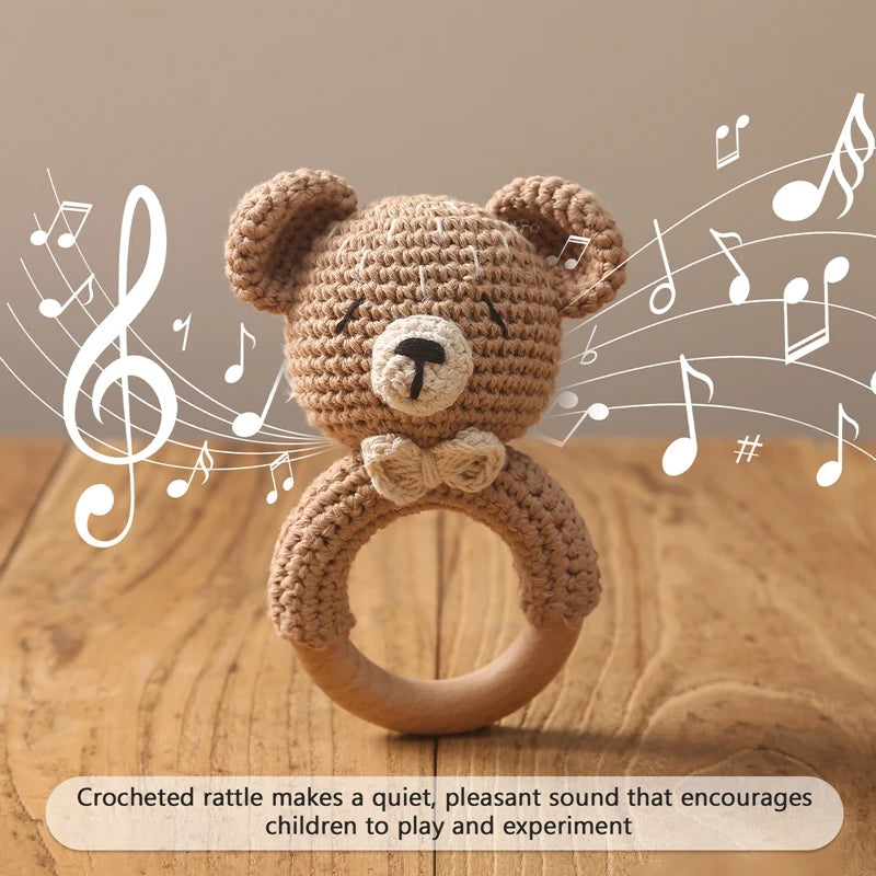 Crocheted teddy bear rattle - Peekaboo Bears