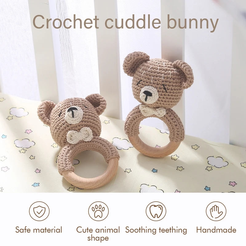Crocheted teddy bear rattle - Peekaboo Bears