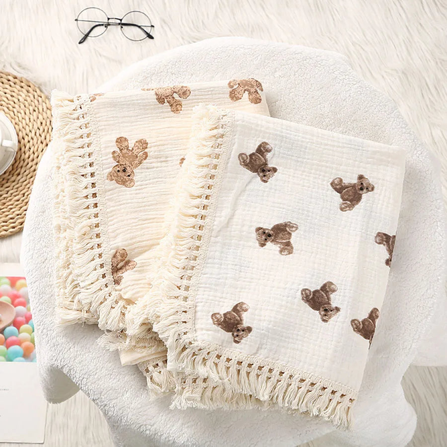 Peekaboo Bear Muslin Cotton Blanket