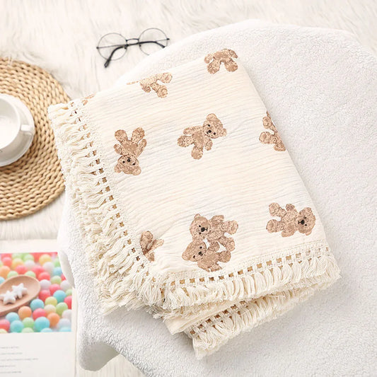 Peekaboo Bear Muslin Cotton Blanket