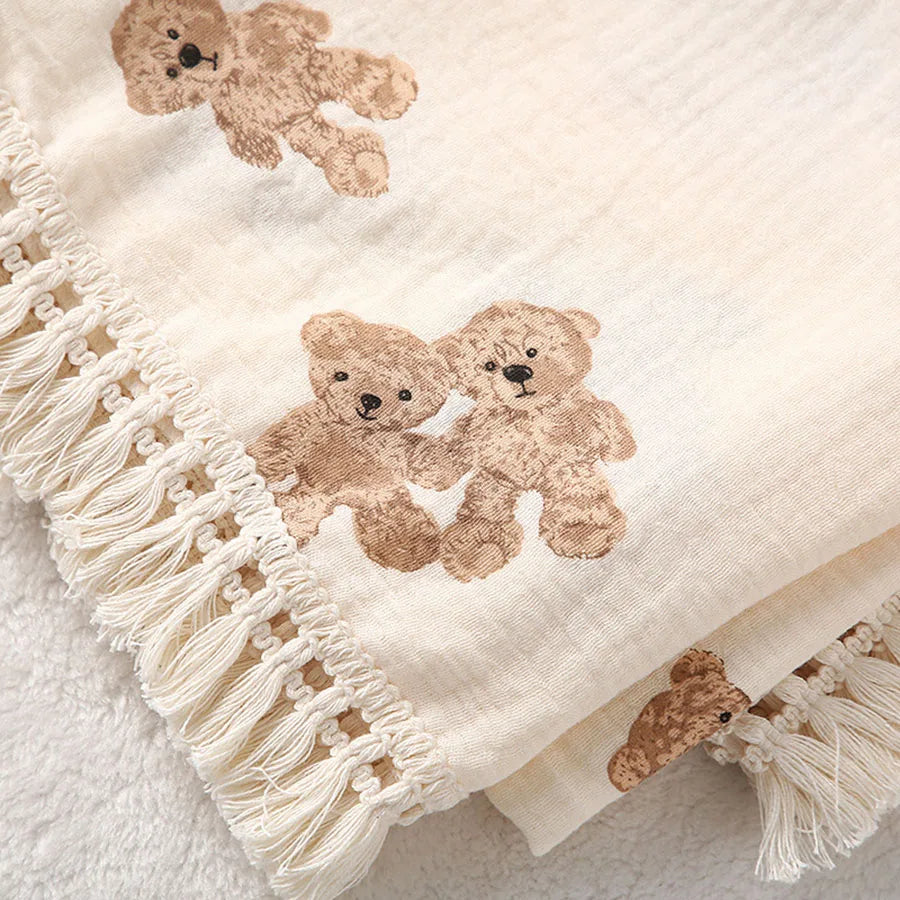Peekaboo Bear Muslin Cotton Blanket