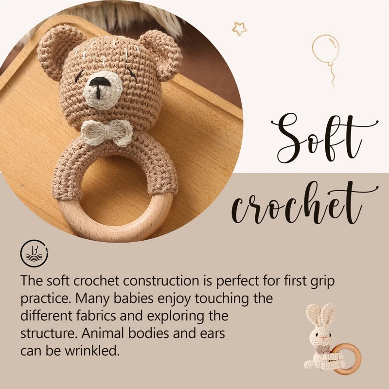 Crocheted teddy bear rattle - Peekaboo Bears