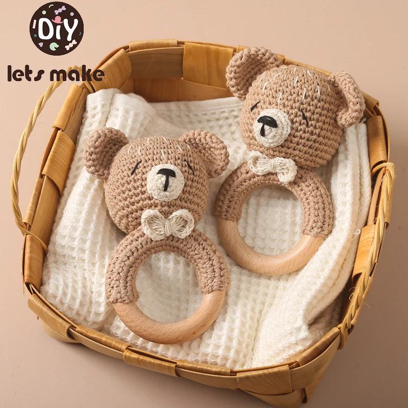 Crocheted teddy bear rattle - Peekaboo Bears